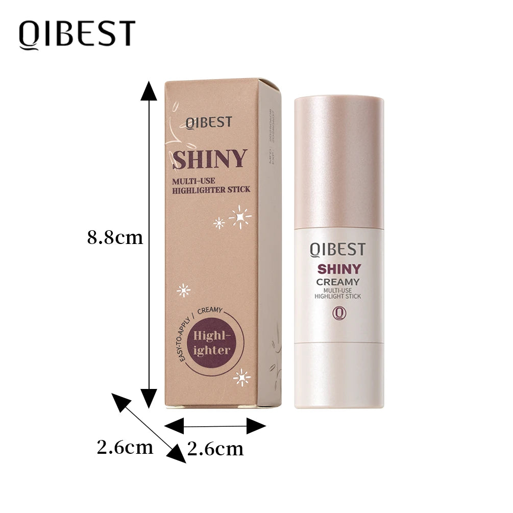 QIBEST 3-Color Pearl Shimmer Highlighter Stick Clear and Lively Watery Glow Moisturizing Face Highlighter Stick