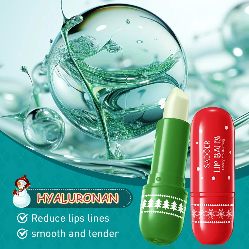 3/4pcs SADOER Christmas Set Brightening Lip Balm Moisturizing Anti Cracking Hydrating Repair Nourishing Lipstick Skin Care