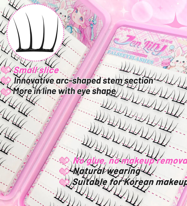 【K-pop 2.0 Style】Self Adhesive False Eyelashes - No Glue Needed Easy to Wear in Seconds Trendy for Daily/Party Eye Makeup