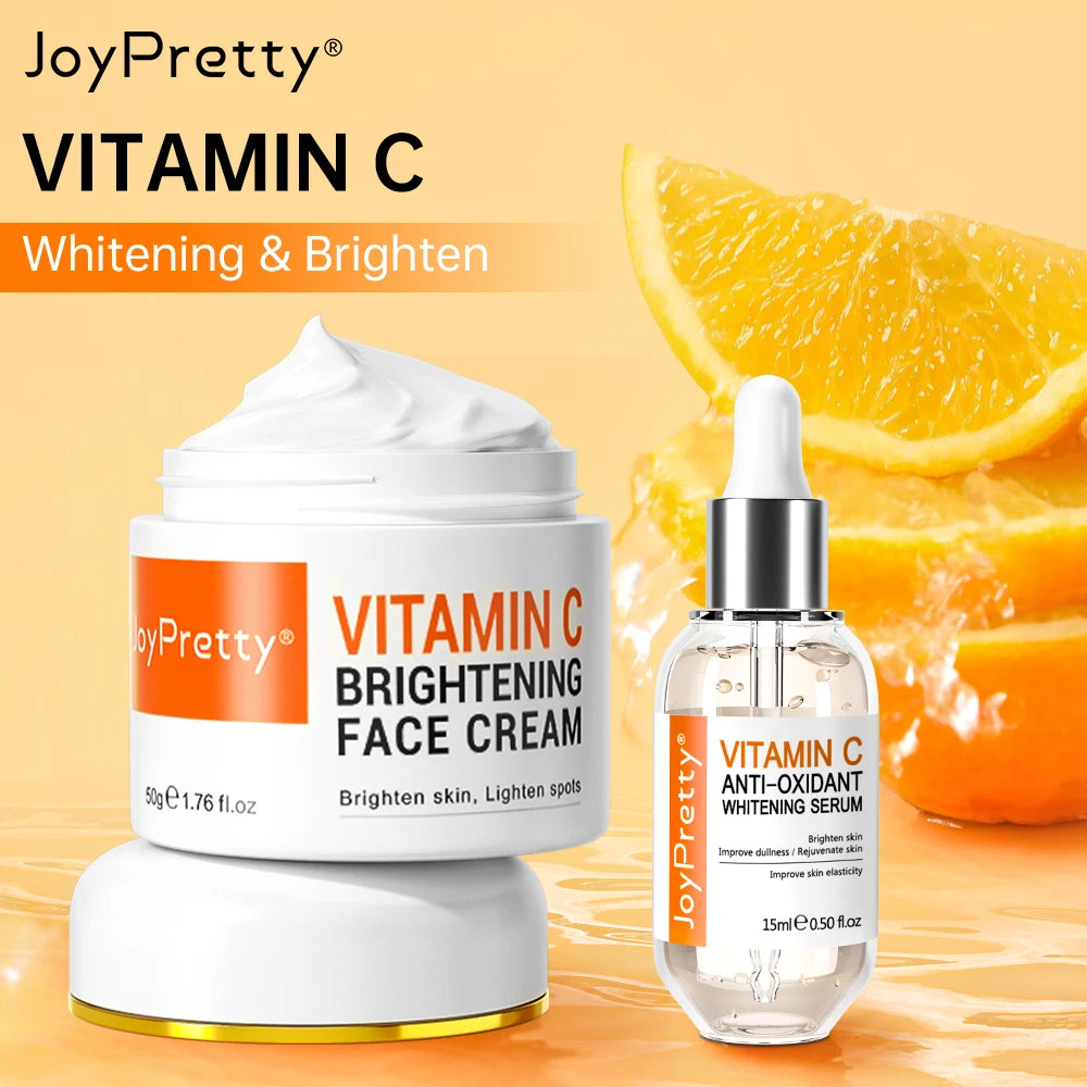 JoyPretty Vitamin C for Face Cream Whitening Dark Spots Removal Shrink Pore Serum Moisturizing Lighten Facial Skin Care Products - BlissFully