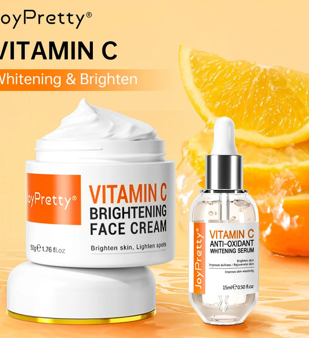 JoyPretty Vitamin C for Face Cream Whitening Dark Spots Removal Shrink Pore Serum Moisturizing Lighten Facial Skin Care Products - BlissFully