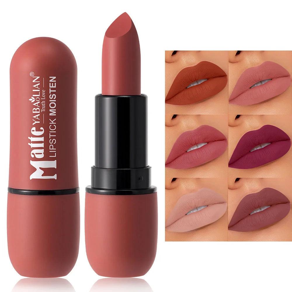Matte Lipstick Long-Lasting Waterproof Classic High Pigment Velvet Topcoat Lip Cosmetics