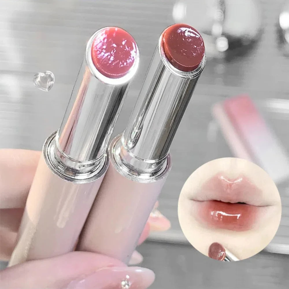Jelly Solid Lip Gloss Cute Hydrating Mirror Red Brown Lipstick Clear Moisturizing Lips Tint Nature Nude Lip Makeup Cosmetics