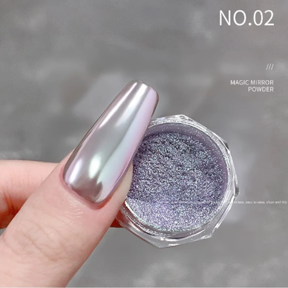 1Jars High-Gloss Plating Aurora Mirror Nail Powder Net0.5g Moonlight Pearl White Rubbing Powder Super-Shiny Manicure Chrome Dust