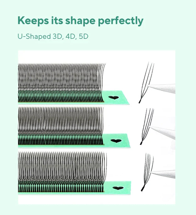 DIYDAY U-shaped 3D 4D 5D 6D Eyelash Extension New Style U Shape W Bloom Lashes Premade Fans Lightweight Fluffy Mink Faux Eyelash