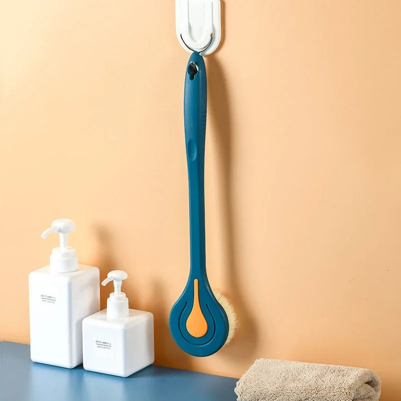 Long Handle Bath Brush Soft Hair Back Bath Brush Bathroom Body Bath Brush Mud Back Scrubber Shower Massage Exfoliation Brush