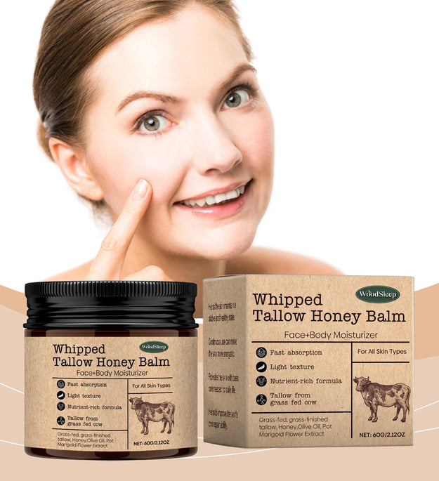 WoodSleep Beef Tallow Paste Deeply Moisturizer Brightening Wrinkle Remover Grass Fed Tallow Wild Honey Face Body Cream Skin Car - BlissFully