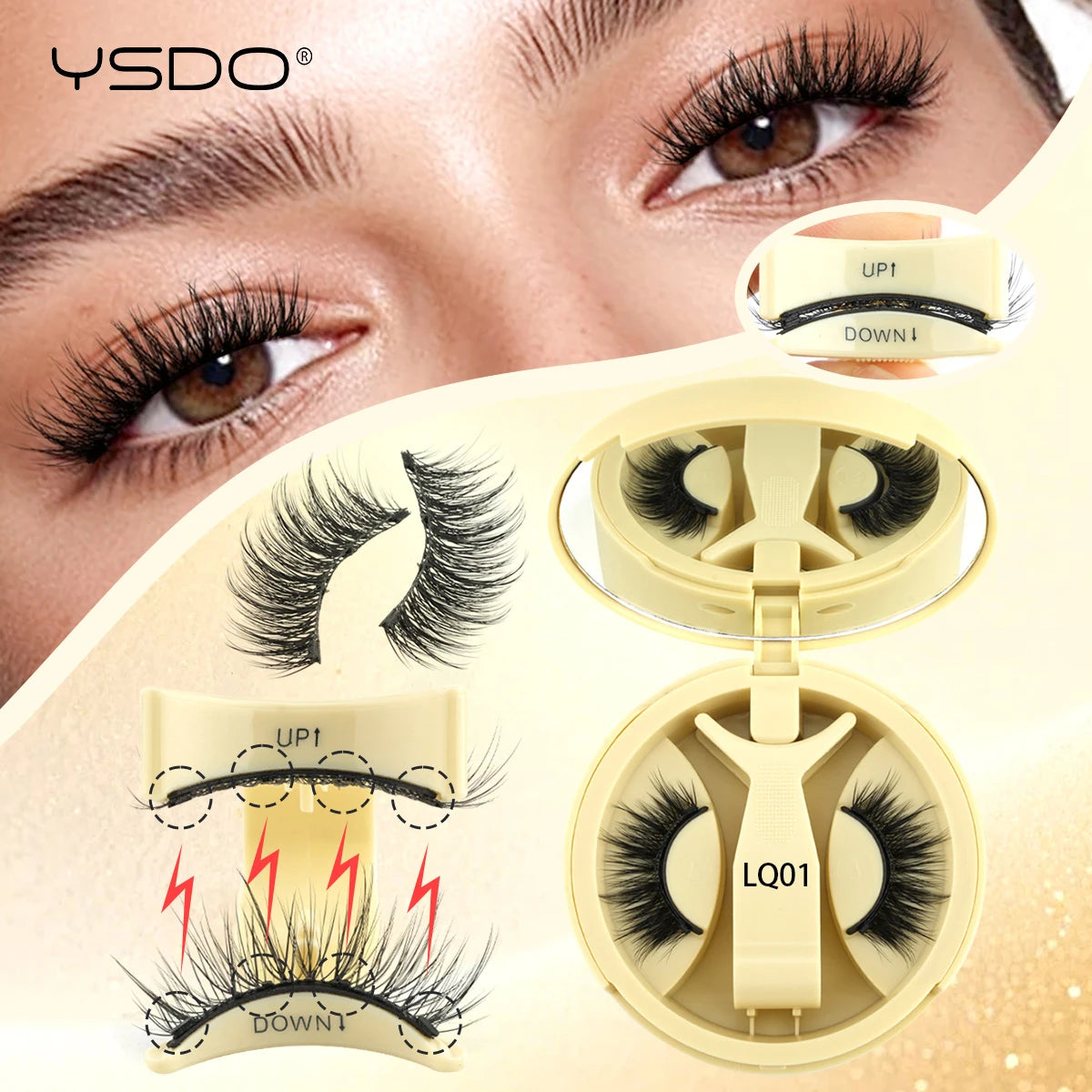 YSDO Soft Magnetic Eyelashes No Glue Needed 1 Pair Natural Short 3D False Lashes Reusable Easy Apply Magnetic Lashes Kit Makeup