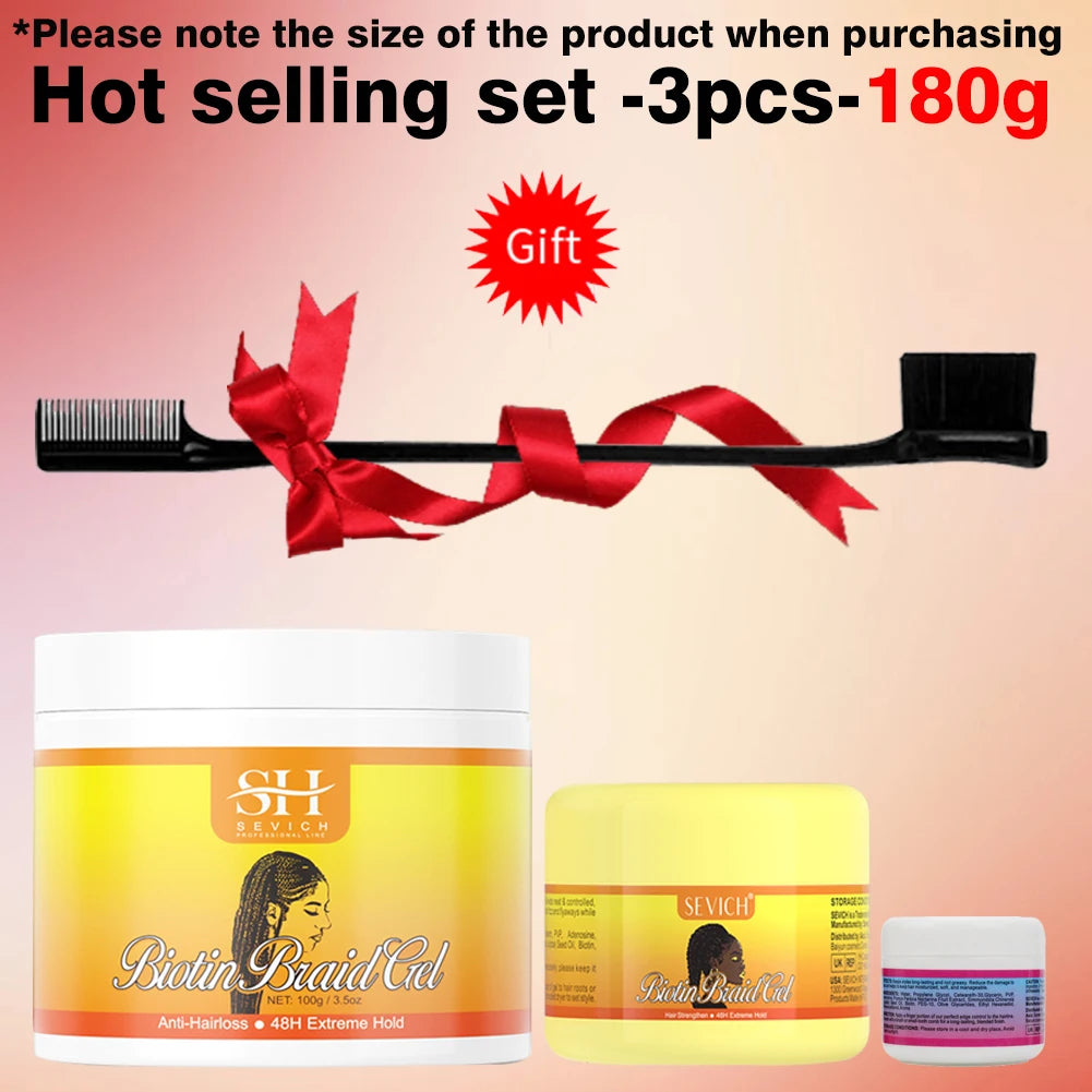 Edge Control Gel Set Hair Braiding Gel Biotin Anti Break Hair Wax Non-Greasy Hair Styling Cream Anti-Frizz Wax Stick For Wig - BlissFully