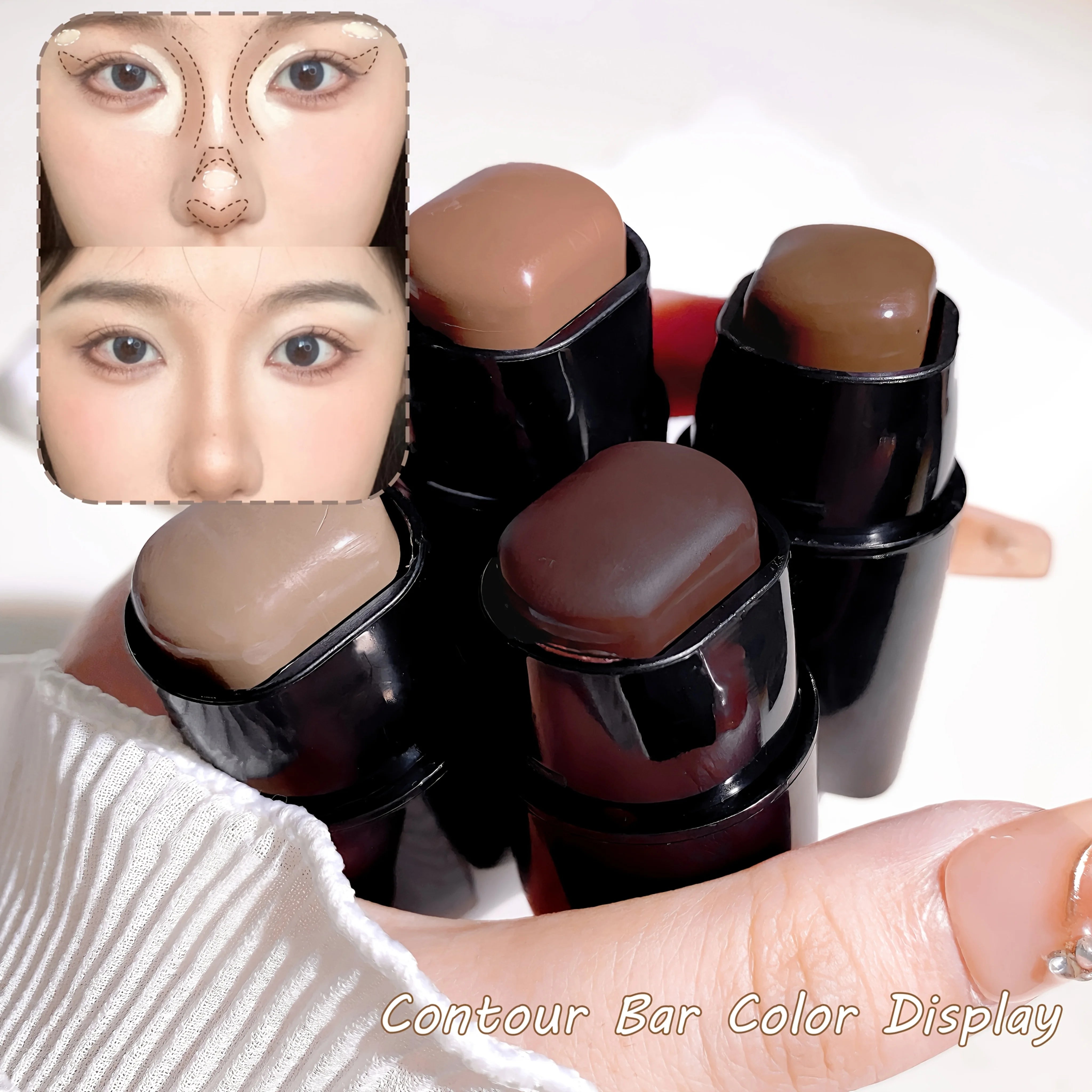 4pcs Multifunctional Highlight & Contouring Stick-Buildable Coverage Highlighter, Concealer, Contour Beige, Brown, Pink, Bronze