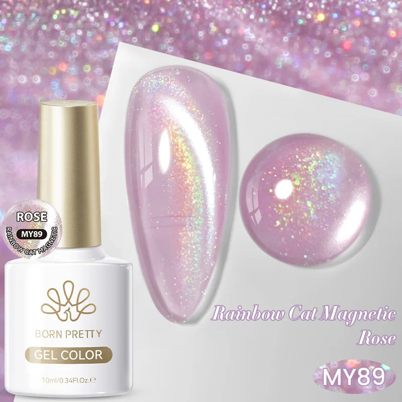 BORN PRETTY 10ml Cat Magnetic Gel Sparkling Ultra Gold Glitter Soak Off UV LED Gel Nail Art Varnish Manicure Valentine's Day