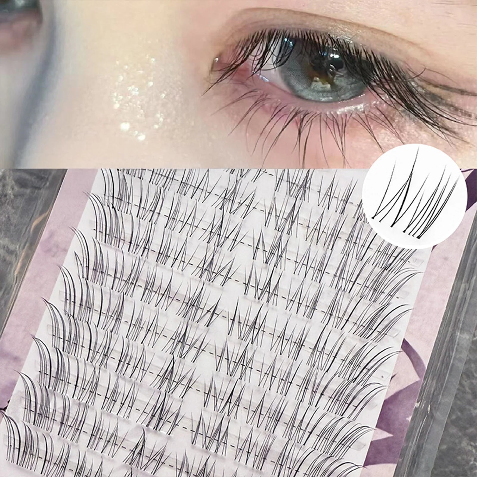 DIY Fluffy Cat eye false Eyelash extenstions individual cluster lashes Natural winged Style Daily Lash Korean Makeup accessories