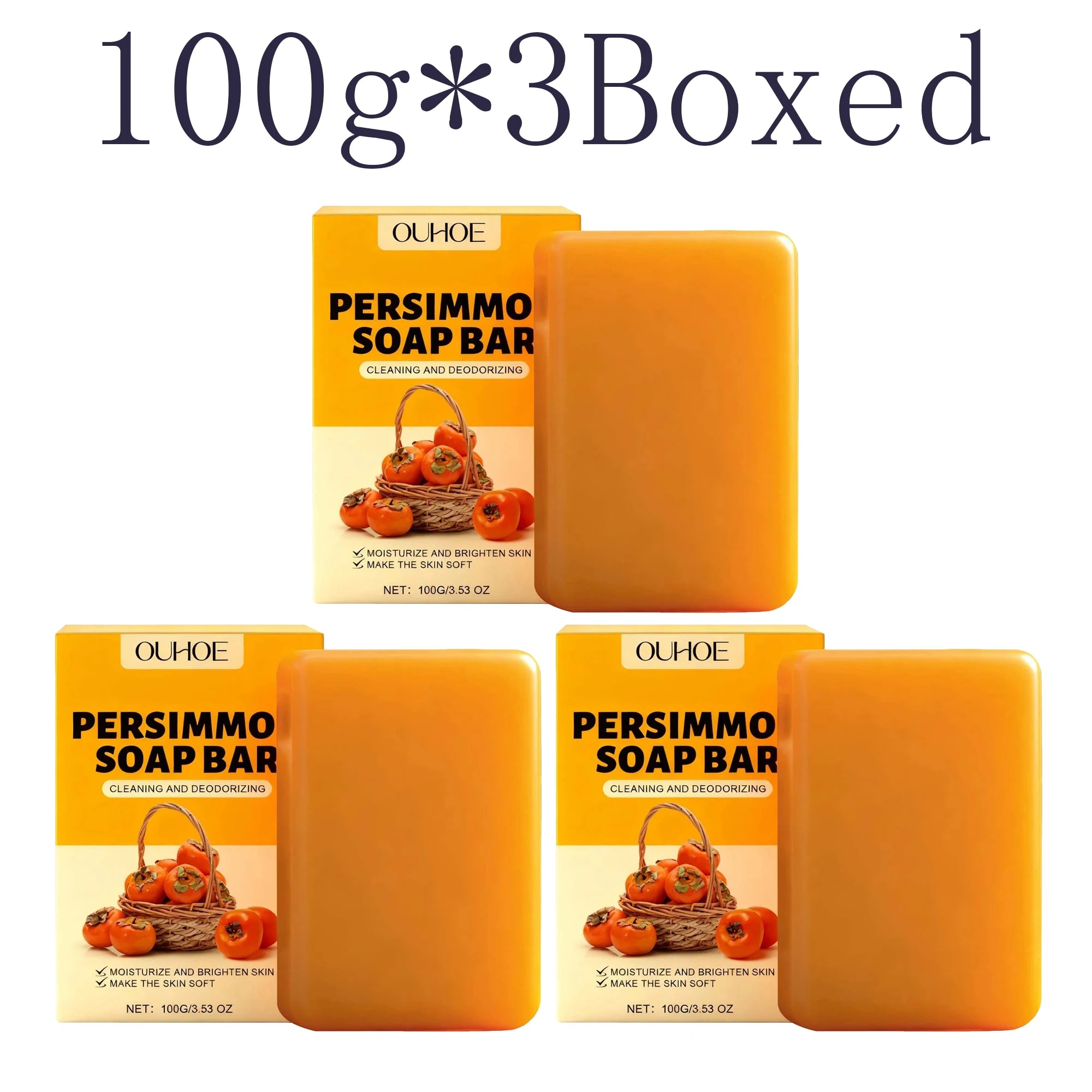 Persimmon Fresh Bath Soap Gentle Care Nourishes and Moisturizes Skin Cleanses Leaves Fragrance Hydrates Beautifies Skin
