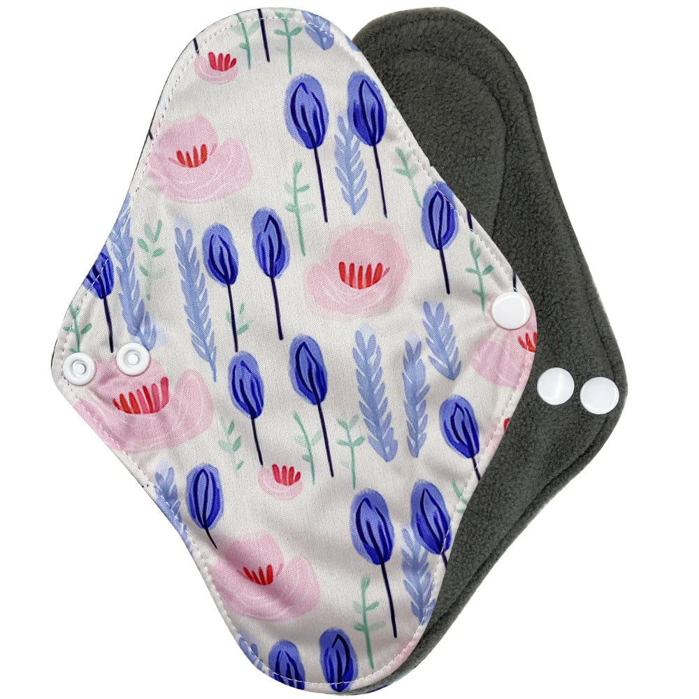 Washable Sanitary Napkins for Women, Reusable Menstrual Pads, Light Flow Panty Liners, Bamboo Charcoal, Small Size, 6Pcs