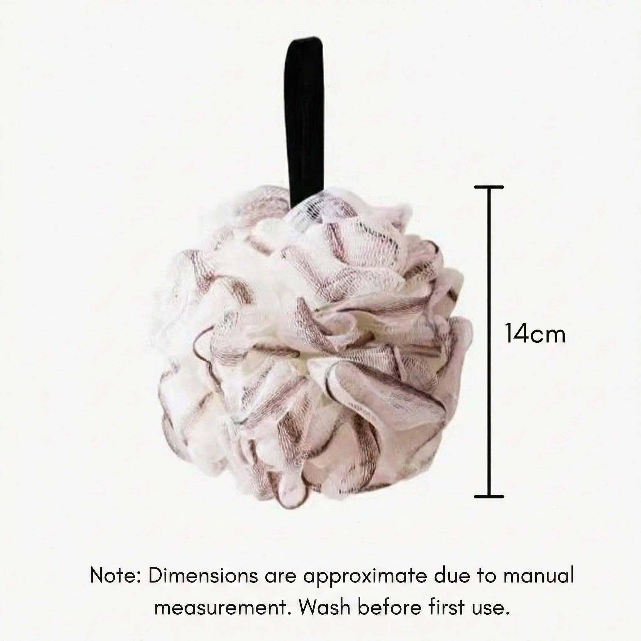 1-Pack Multi-Color PE Bath Loofah (14cm) - Hanging Lanyard, Durable Hemming, Non-Shedding, Soft & Gentle for Shower