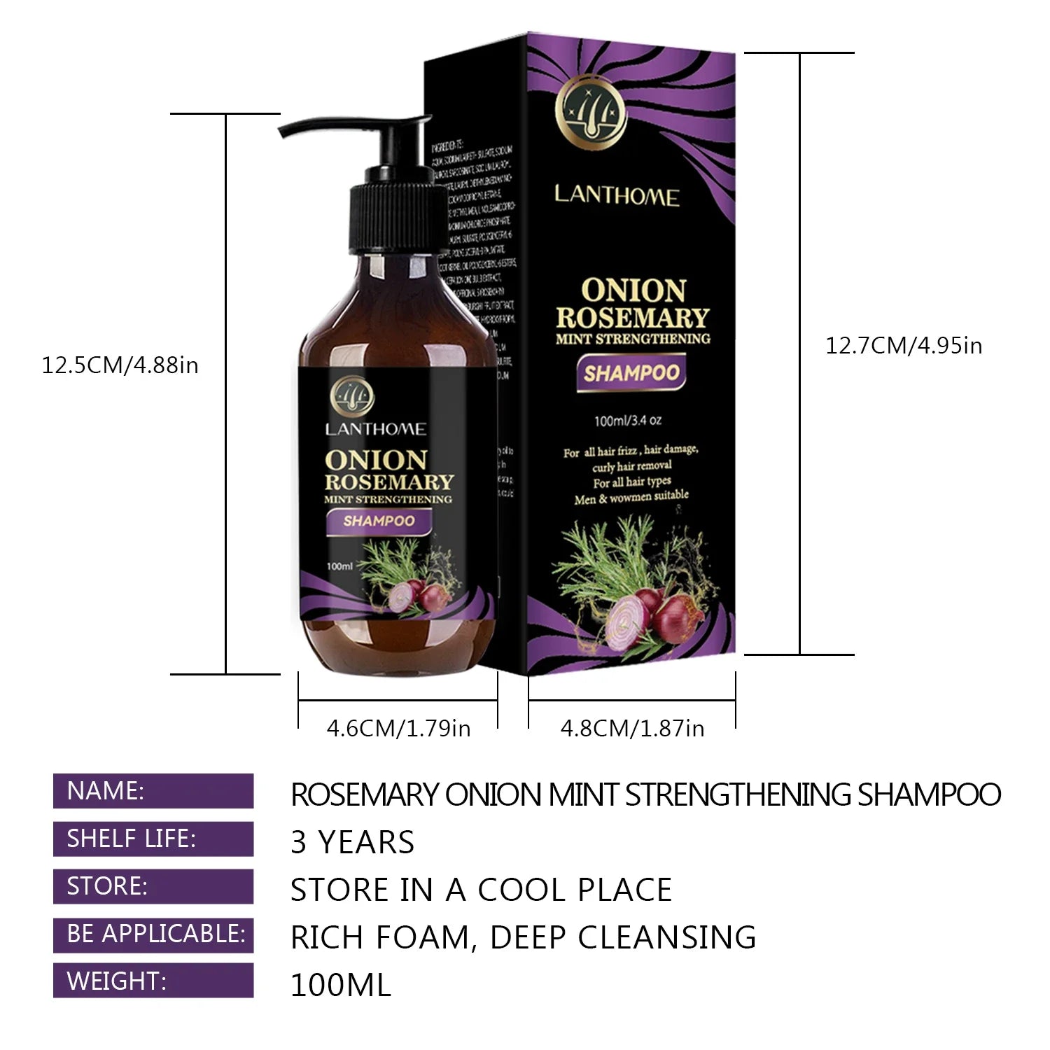 100ML Hair Shampoo For Fast Hair Growth Rosemary Onion Shampoo 30ML Spray Anti Hair Loss Effective Within 7 Day Hair Growth - BlissFully