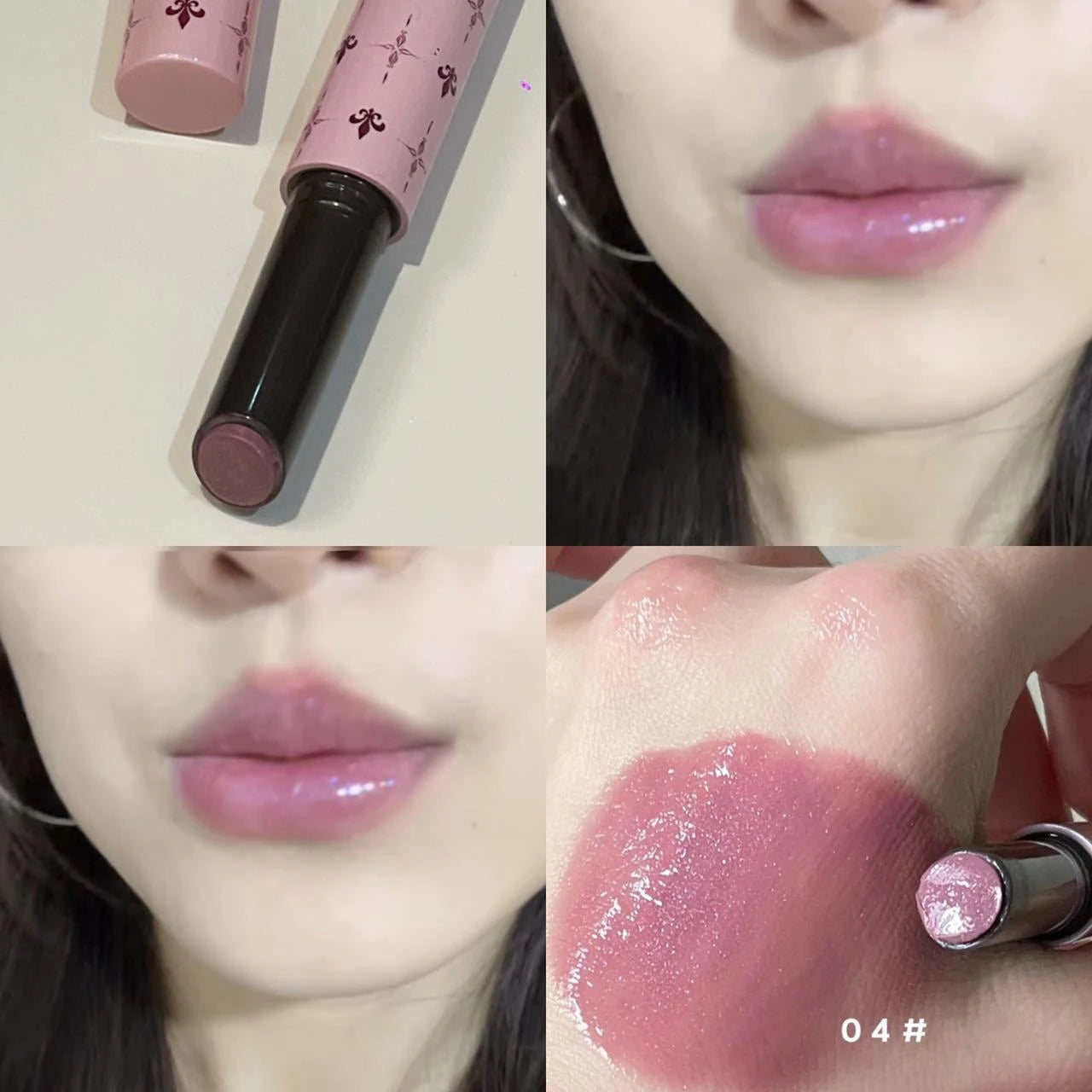 Mulberry Purple Shimmer Lip Jelly Pen Moisturizing Mirror Water Light Solid Lip Gloss Film-forming Non-Fading Gloss Lipstick