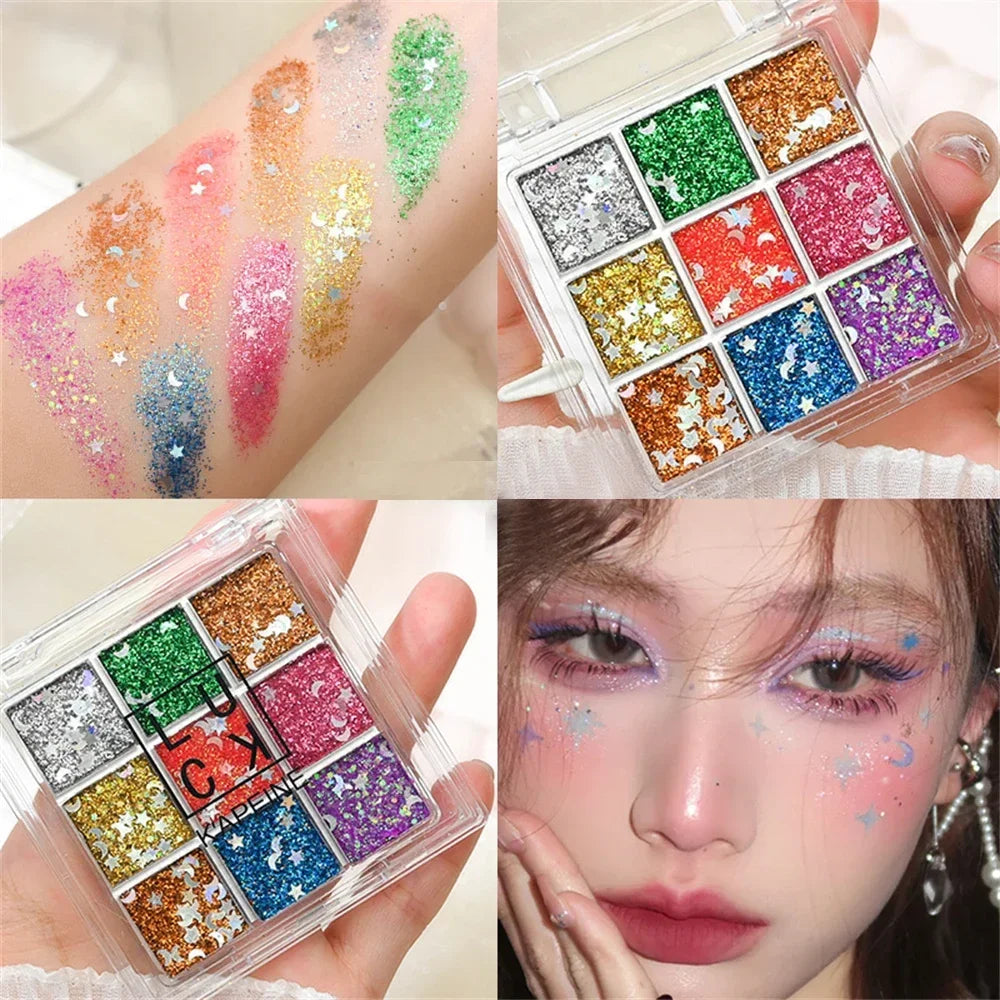 9 Colors Glitter Sequin Eyeshadow Palette Christmas Halloween Cool Goth Red Black Matte Eyeshadow Palette Korean Cosmetics