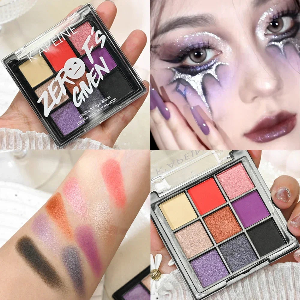 9 Colors Glitter Sequin Eyeshadow Palette Christmas Halloween Cool Goth Red Black Matte Eyeshadow Palette Korean Cosmetics