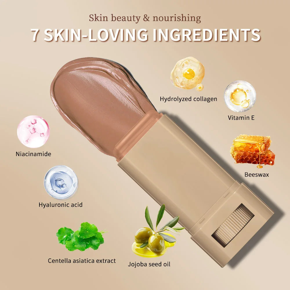 Skin Tint Stick Waterproof Nourishing Solid Tinted Serum Foundation Skin Tint Balm Face Tinted Face Contour Stick Makeup - BlissFully