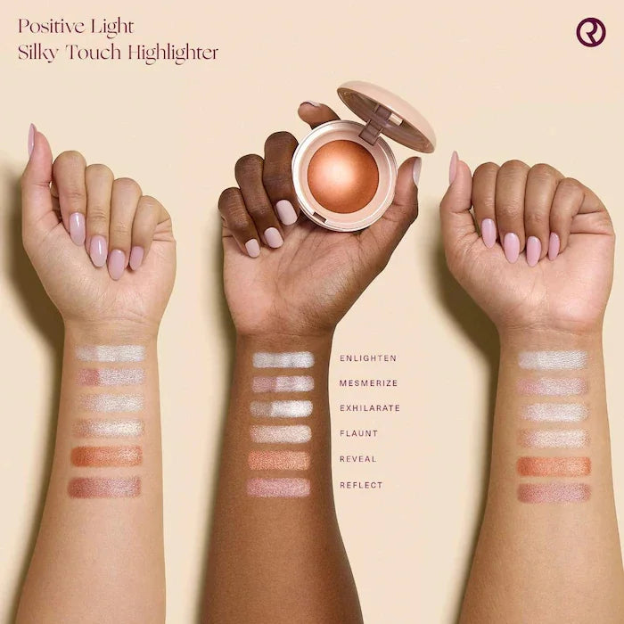 RARE BEAUTY Positive Light Silky Touch Highlighter Palette Illuminator Palette Natural Glow Glitter Shimmer Powder Makeup Mirror