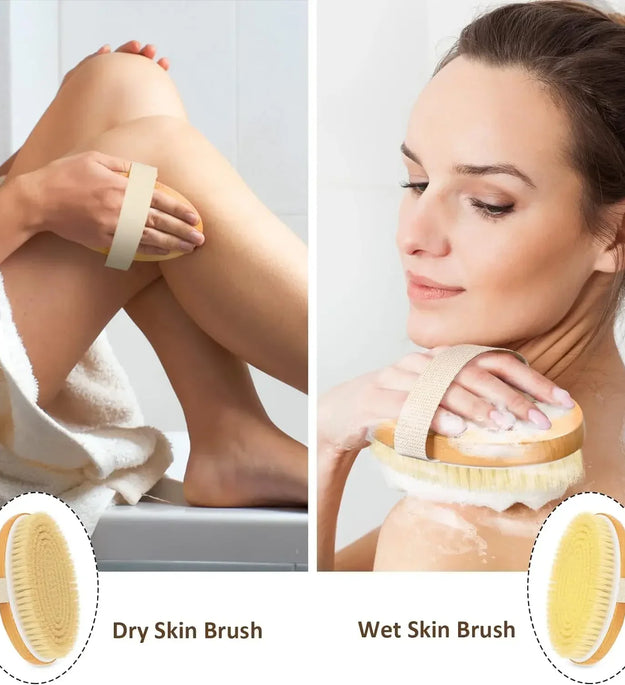 Dry Body Brushes, Exfoliating Body Scrubbers, Natural Bristles for Dry Skin, Improve Circulation, Stop Ingrown Hairs