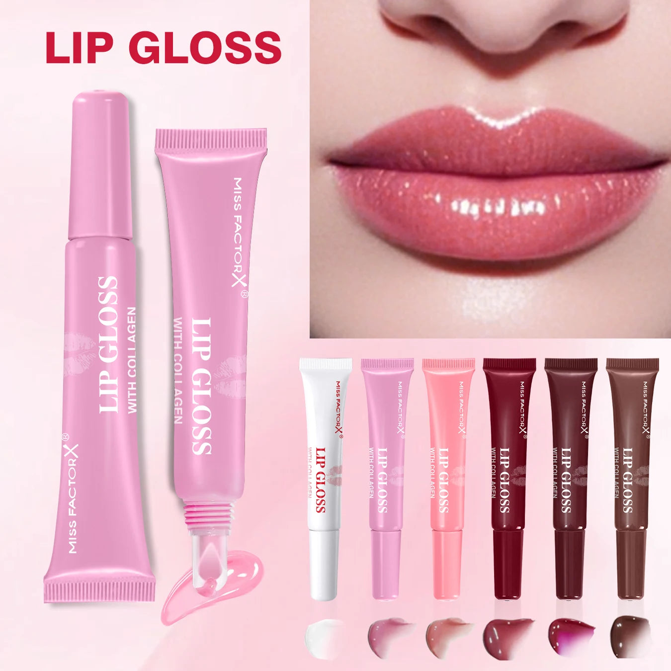 6pcs/box 6-color lip gloss set Unique gift set Long-lasting moisturizing Glossy lip color Valentine’s Day gift Thanksgiving gift