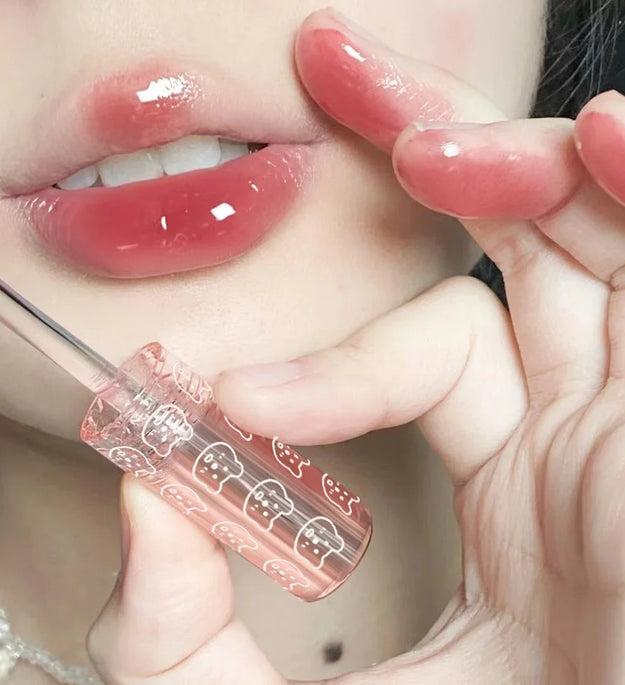 Cherry Pink Mirror Water Lip Gloss Lip Glaze Transparent Glass Lip Oil Waterproof Liquid Lipstick Nude Brown Clear Tint Makeup