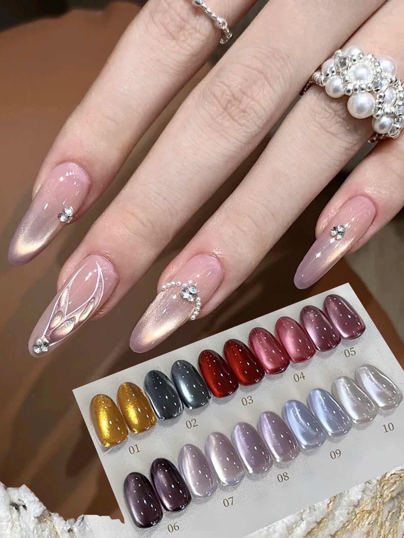 1-21pcs WS Japanese style Sparkling White Gel Nail Polish Fine Sparkling Pink Glitter Cat Eye Nail Gel Nail Art Home DIY