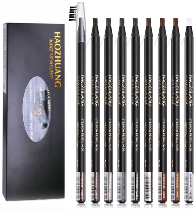 HAOZHUANG  Waterproof Long Lasting Eyebrow Pencils with Soft Brush Eyebrows Makeup Tool Permanent Makeup Tattoo Accessories