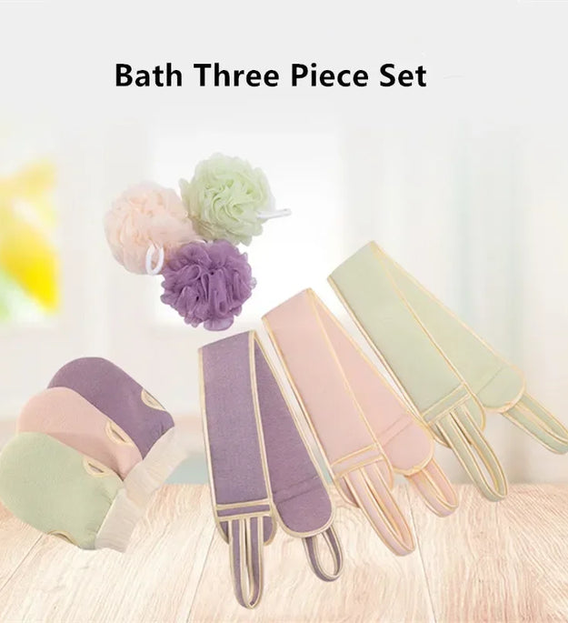 2/3Pcs Body Cleaning Washcloth Soft Brush Home Hotel Bathroom Shower Ball Back Scrubber Set Exfoliating Skin Towel Bath Gloves