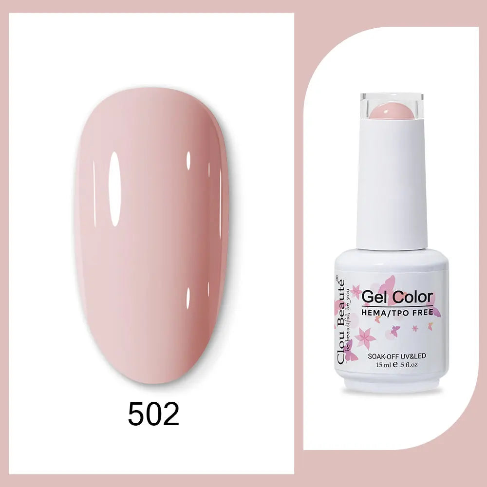 Clou Beaute 15ml Red Black White Green Neon Gel Nail Polish Base Top Coat Velvet Top 400 Colors Semi Permanent Gel Nail Varnish