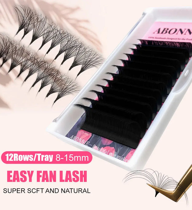ABONNIE C CC D DD Curl Volume Fans Self Fanning Lash Extensions Blooming Eyelashes 0.03 0.05 0.07 0.10mm Easy Fan Lashes