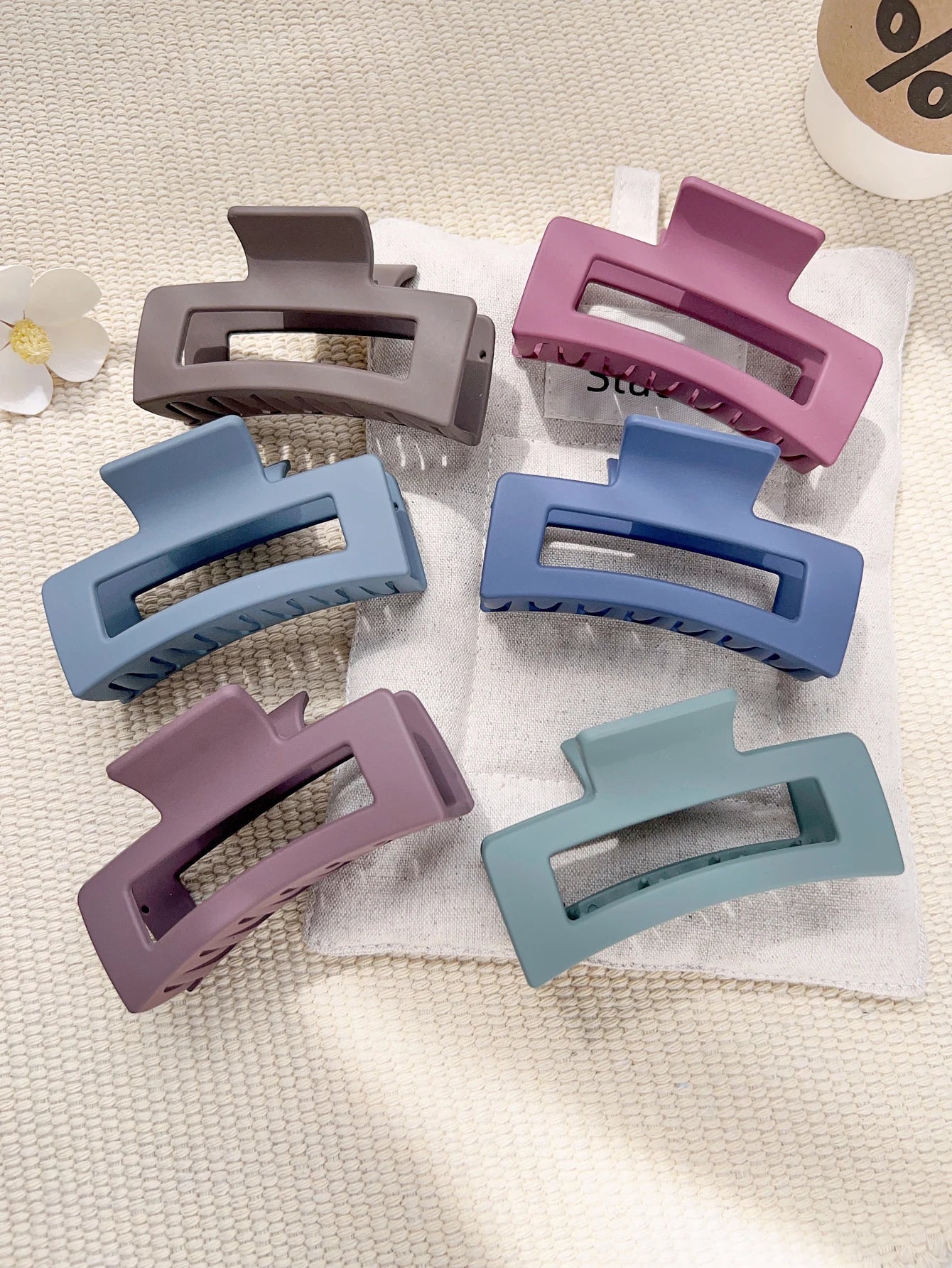 7 Pcs Big Hair Claw Clips 3.4" Non-slip Big Square Matte for Women Girls, Strong Hold Banana Clips for Thick Thin Hair - BlissFully