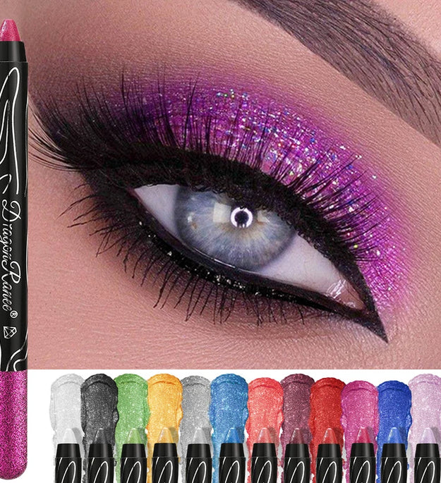 1Pc Metallic Purple Eyeshadow Pencil Glitter Silkworm Liner Pen Highlighter Long Lasting Gold Blue Cream Eye Shadow Stick Makeup