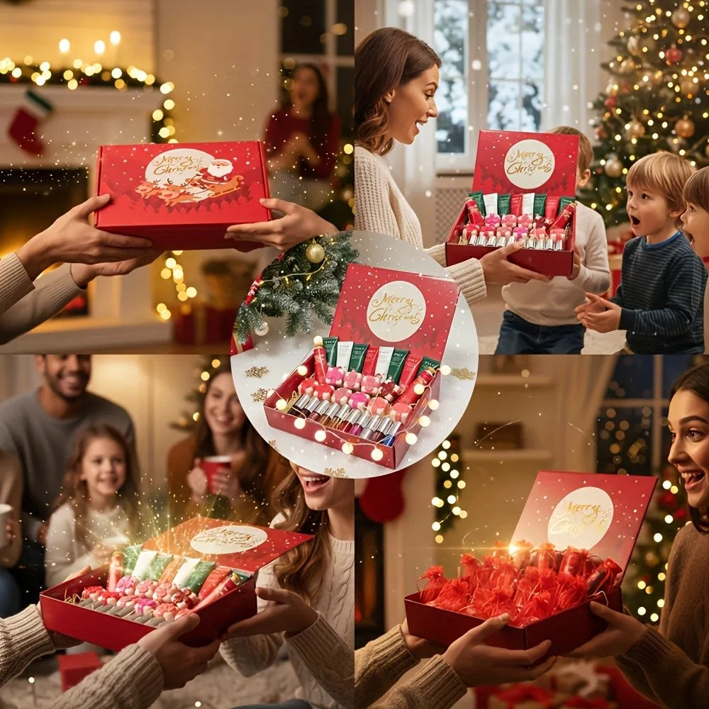 Christmas Beauty Gift Box With 120 Items Including Lip Gloss, Hand Cream, Long-Lasting And Easy To Apply Lip Makeup Set