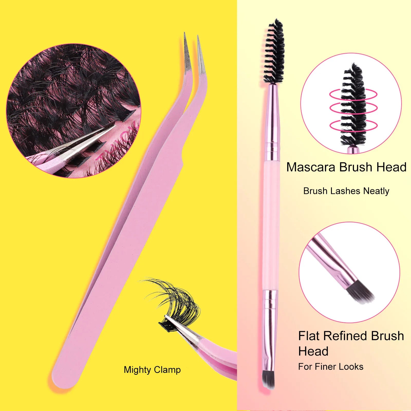 Lash Clusters Kit Natural, 10-16MM Spiky Volume Cluster Eyelash Extensions, Lash Extension Kit Fairy Individual Lashes Cluster 3