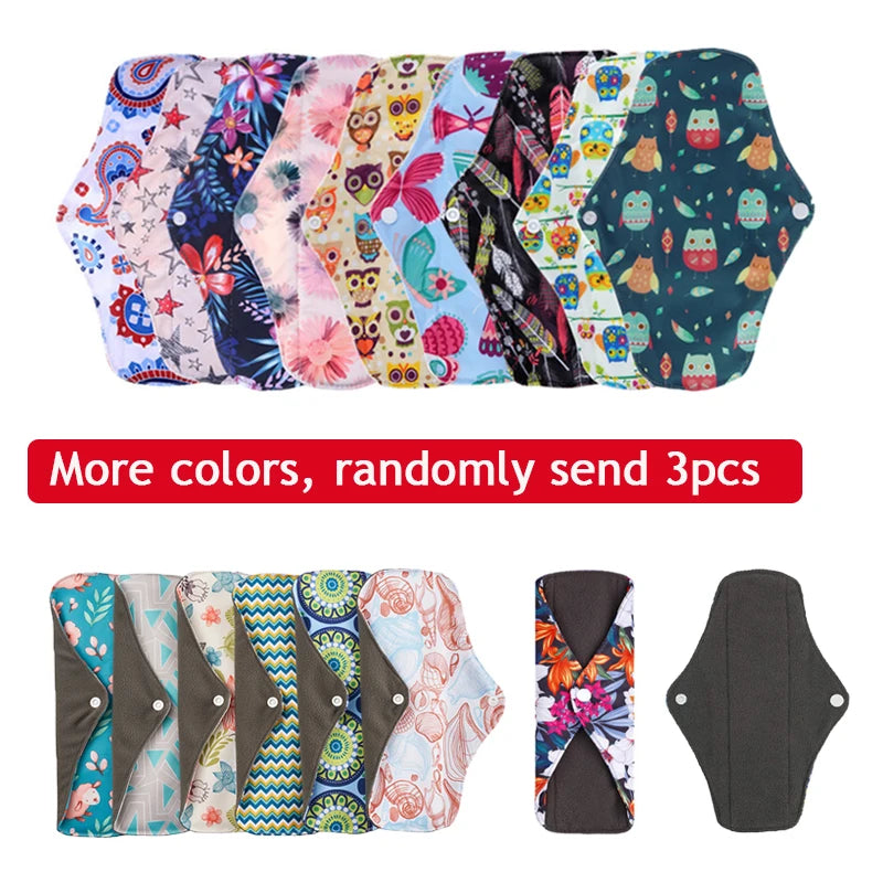 S+M+XL Reusable Menstrual Pads Bamboo-Charcoal Absorbency Panty Liner Women Period Panties Cloth Pad Washable Sanitary Napkins