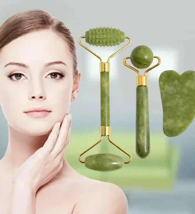 Natural Jade Roller Face Gua Sha Natural Stone Body Neck Massager Acupoint Eye Care Spa Massage Tools Massage Visage Lifting