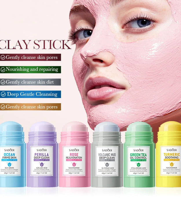 SADOER Green Tea Rose Face Masks Stick Clay Mask Shrink Pores Deep Blackhead Remover Facial Cleansing Moisturizing Facial Masks