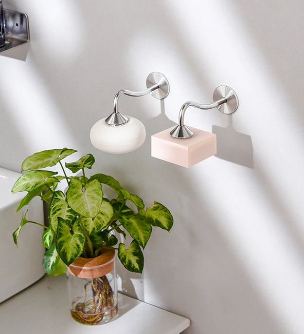 1 Piece Stainless Steel Magnetic Soap Rack, Multi-Functional Wall-Mounted Self-Drainage, For Bathroom, Kitchen, Shower Room