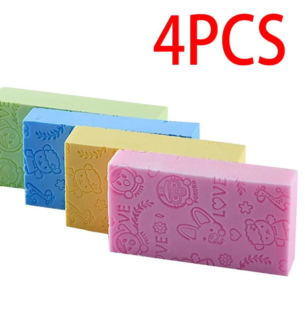 4PCS Magic Bath Sponge Body Dead Skin Remover Exfoliating Massager Cleaning Shower Brush Peeling Sponge Bath Tools For Kids