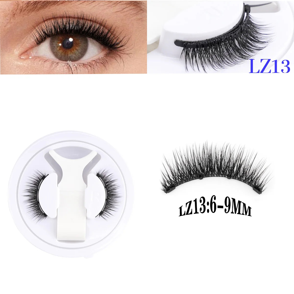 3D Fluffy Mink Magnetic Lashes Kit - 1 Pair Winged Anime Natural False Eyelash Extension No Glue Needed Magnet Band Makeup Tool