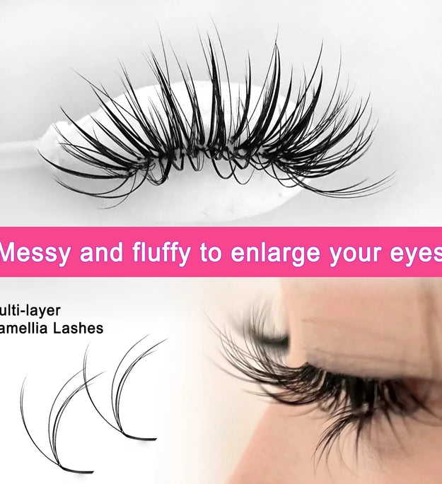 CoMango Perfect 3D Vision Fluffy Camellia Eyelash Premade Fans Wispy Volume Eyelash Extension LD LC Double-layer Individual Lash