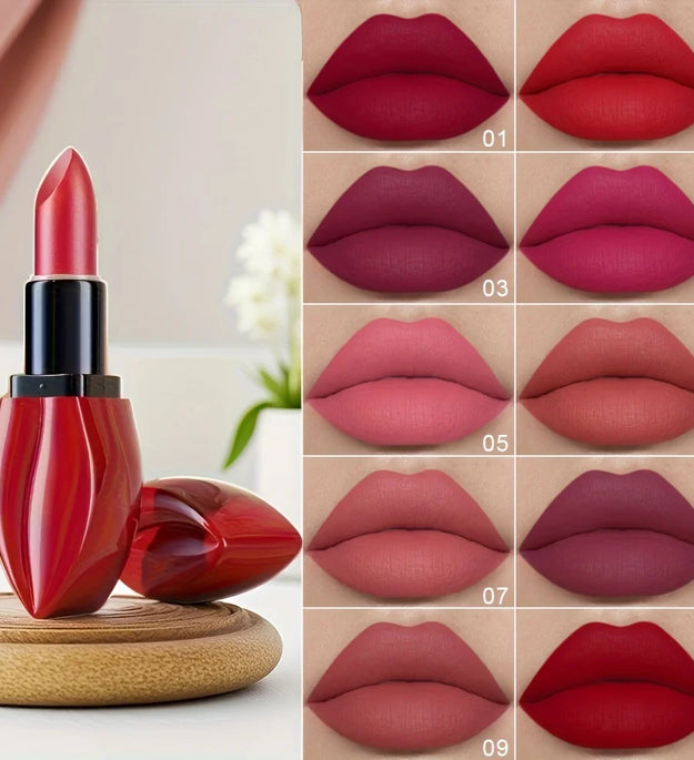1pcs Matte Lip Gloss Lipstick, High Pigment Waterproof Velvet Long Lasting, Deep Red, Nude, Y2K Christmas Valentine's Day Gifts
