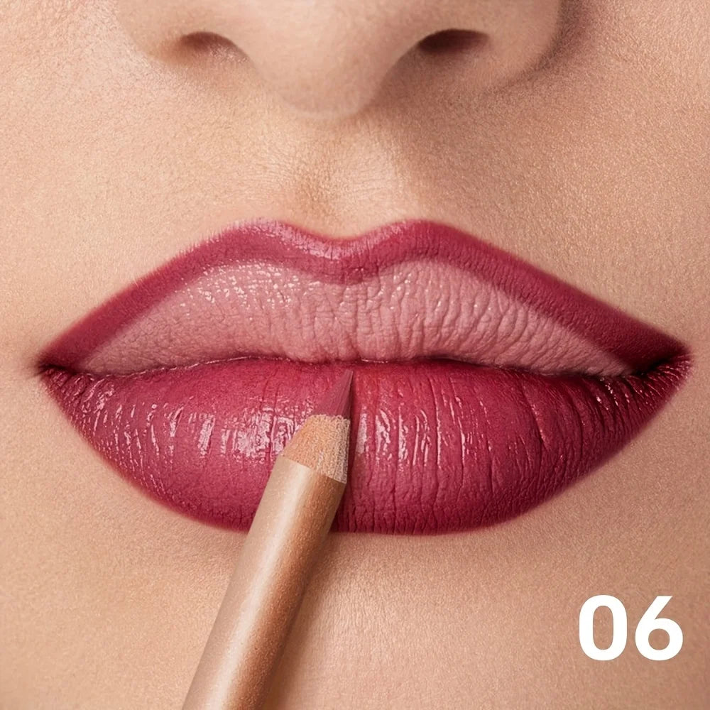 Matte Lip Liner Pencil Nude, Long-Lasting Waterproof, Smudge-Proof, Precise Outline, Smooth Creamy Formula