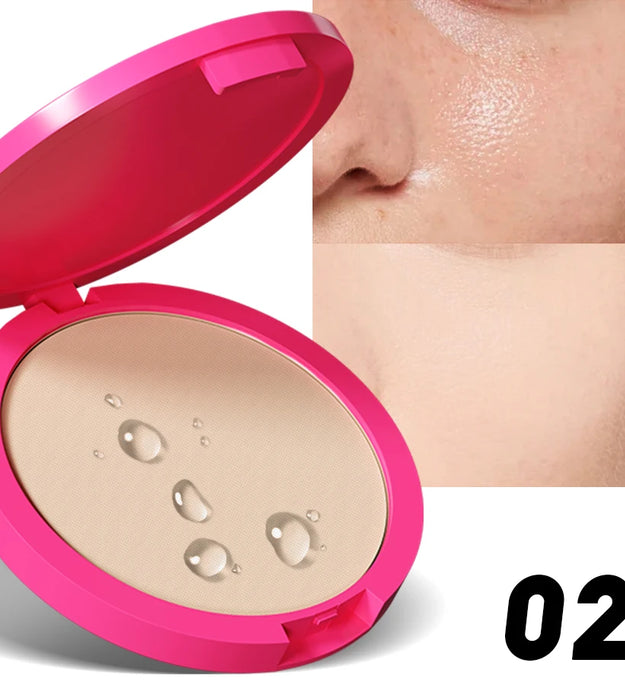 Natural Matte Pressed Powder Oil Control Brighten Whitening Face Base Foundation Compact Concealer Makeup Cosmetics
