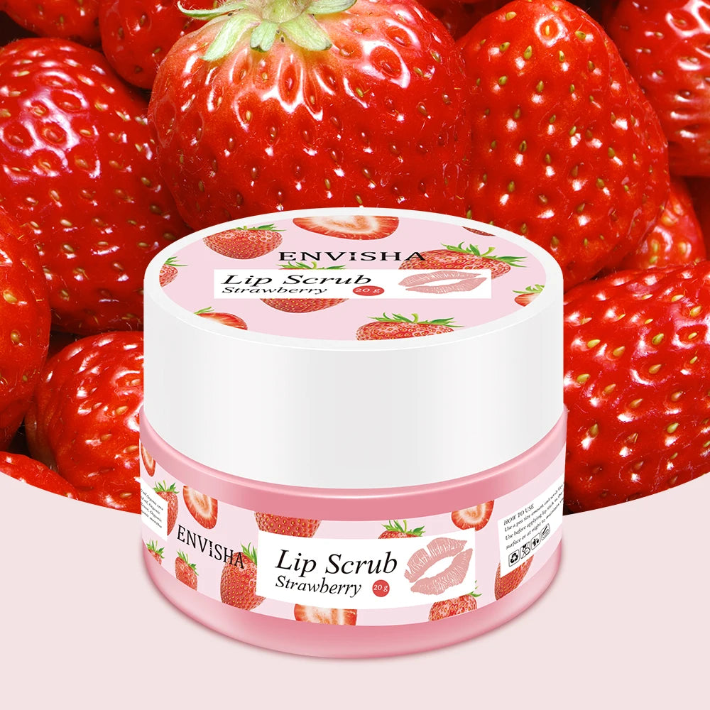 ENVISHA Moisturizing Nourish Strawberry Lip Care Scrub Balm Sugar Cream Exfoliating Repair Cleft Fine Lines Smooth Skin Care