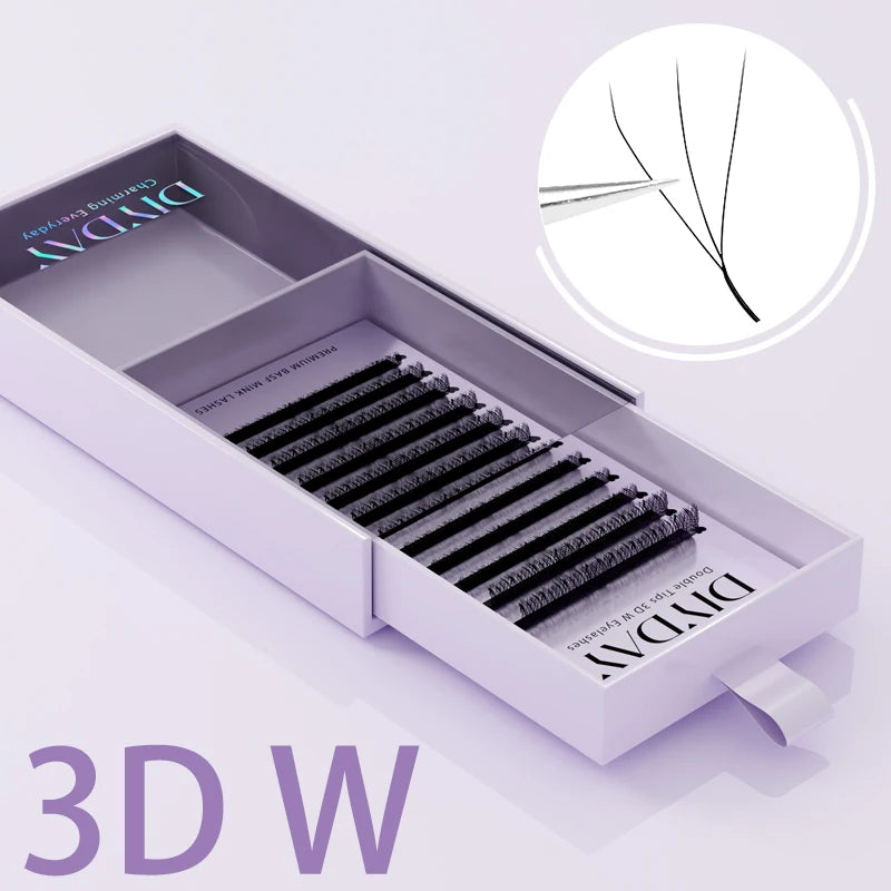 DIYDAY W Shape Eyelash Extension 3d 4d 5d 6d 7d 8d W-Shaped Eyelashes Premade Fans Individual BASF Mink Faux Lashes
