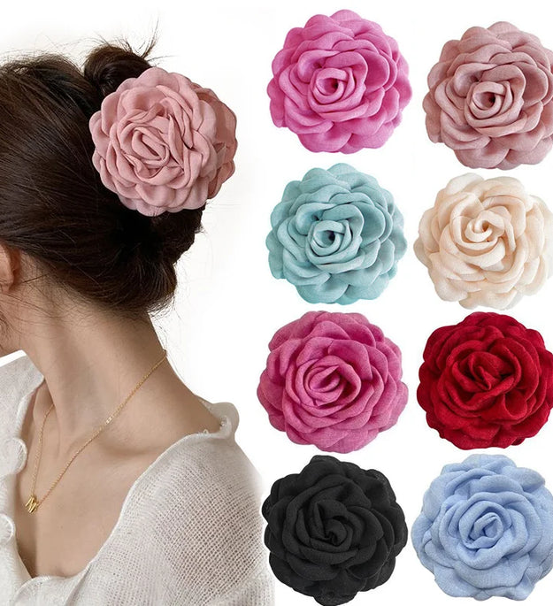 Solid Color Fabric Wers Large Claws For Women New Sweet Shark Clip French Wer Haripins Elegant Hair Accessories